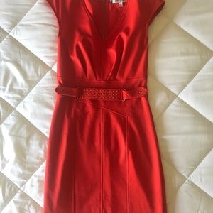 Jennifer Lopez Red Orange Sleeveless Bodycon Dress